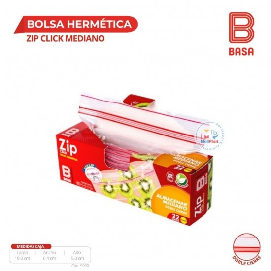 BOLSA HERMÉTICA ZIP CLICK ALMACENAR MEDIANO DOBLE CIERRE QUART