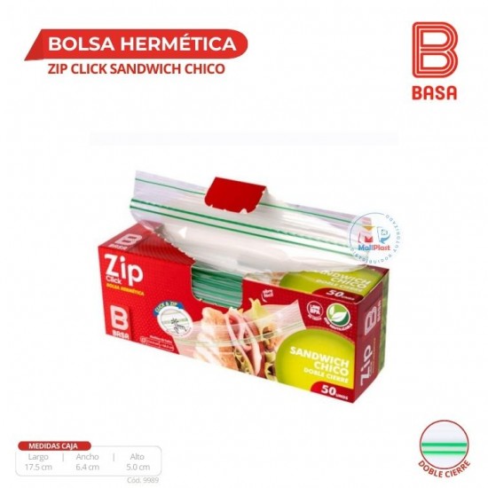 BOLSA HERMÉTICA ZIP CLICK SANDWICH CHICO DOBLE CIERRE