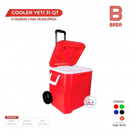 COOLER YETI 31QT C/RUEDAS Y ASA TELESCÓPICA