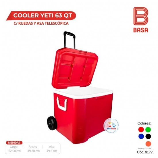 COOLER YETI 63QT C/RUEDAS Y ASA TELESCÓPICA