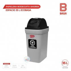 PAPELERA BOD. AHORRA ESPACIO 35 LT ECOBASA