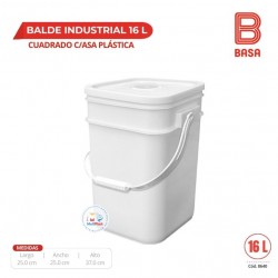 BALDE INDUSTRIAL 16 L (PEAD) CUADRADO ASA PLASTICA SIN DECORAR