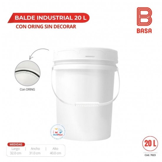 BALDE INDUSTRIAL 20 L (PEAD) CON ORING SIN DECORAR