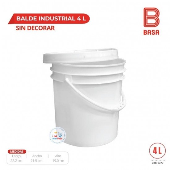 BALDE INDUSTRIAL 4 L (PP) SIN DECORAR