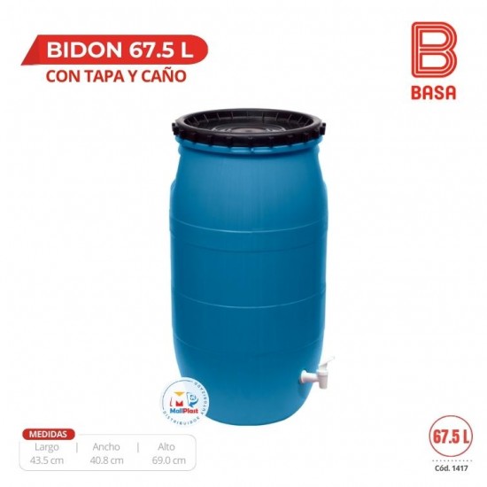 BIDON 67.5L C/TAPA Y CAÑO