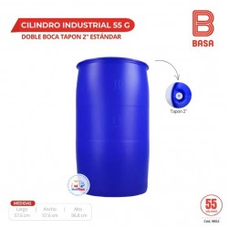 CILINDRO INDUSTRIAL 55 G (PEAD - APM) DOBLE BOCA (9.8 KG) TAPON 2" ESTÁNDAR