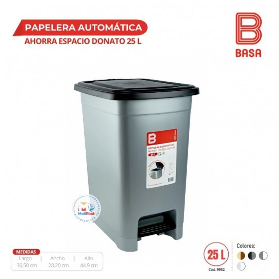 PAPELERA AUTOMÁTICA AHORRA ESPACIO DONATO 25 L