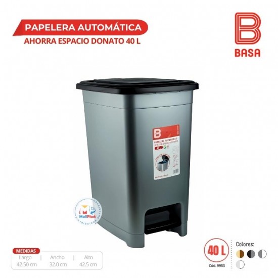 PAPELERA AUTOMÁTICA AHORRA ESPACIO DONATO 40 L