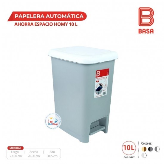 PAPELERA AUTOMÁTICA AHORRA ESPACIO HOMY SLIM 10 L