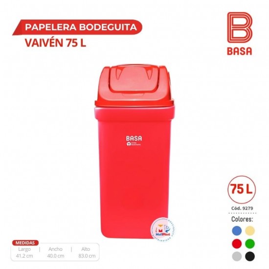 PAPELERA BODEGUITA VAIVEN 75 L