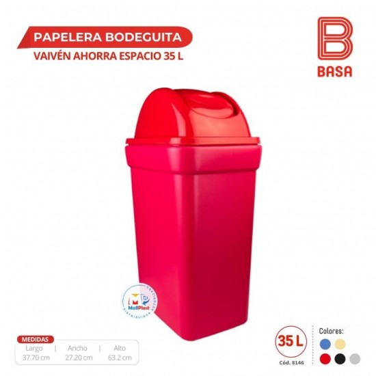 PAPELERA BOD. VAIVEN AHORRA ESPACIO 35L