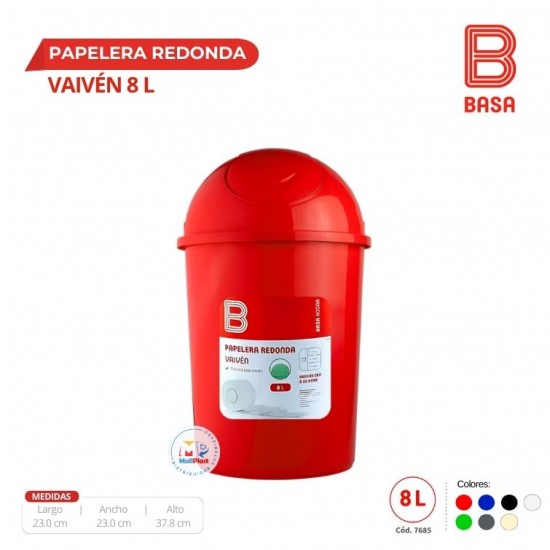 PAPELERA REDONDA VAIVEN 8 L