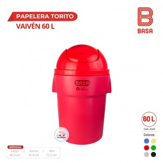 PAPELERA TORITO VAIVEN 60 L