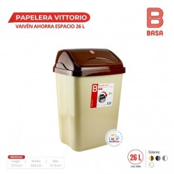 PAPELERA VAIVÉN AHORRA ESPACIO VITTORIO 26 L