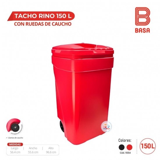 TACHO RINO CON RUEDAS DE CAUCHO 150 L