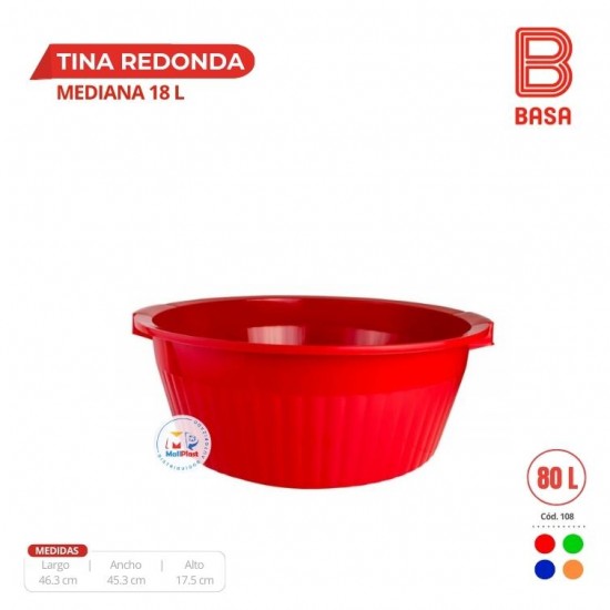 TINA REDONDA MEDIANA 18 LT