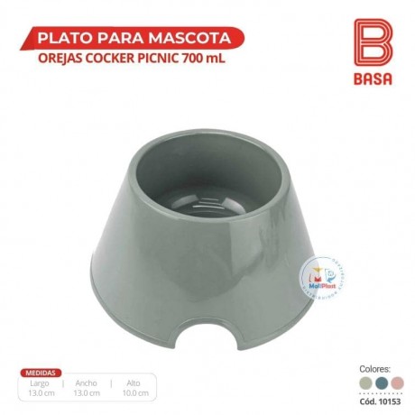 (A0235)PLATO PARA MASCOTA OREJAS COCKER PICNIC 700 ML