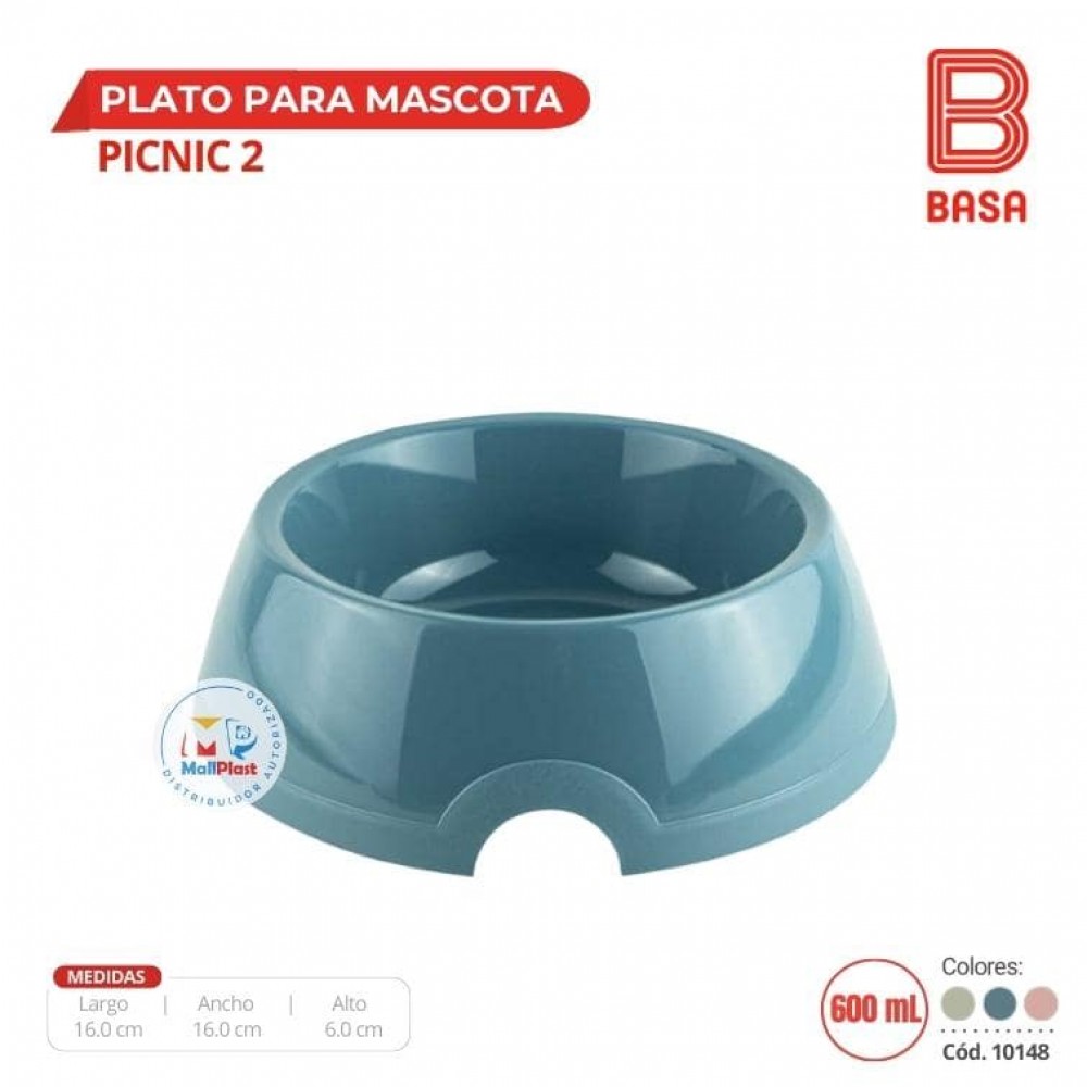 (A0231)PLATO PARA MASCOTA PICNIC 2 DE 600 ML