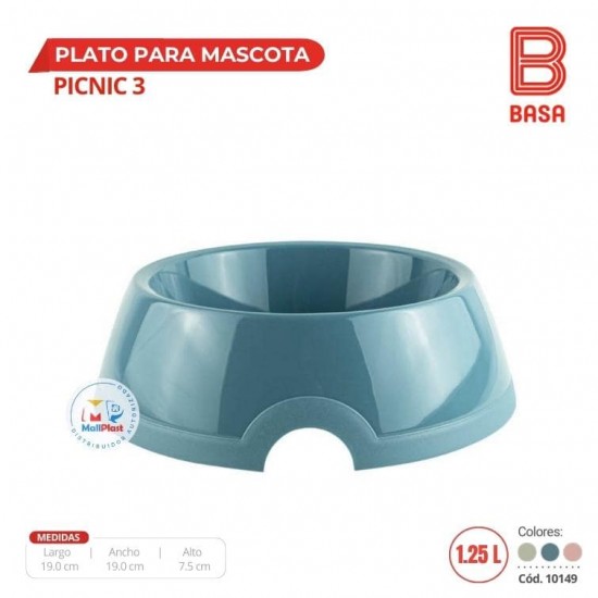 (A0232)PLATO PARA MASCOTA PICNIC 3 DE 1.25 L