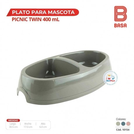 (A0236)PLATO PARA MASCOTA PICNIC TWIN 400 ML