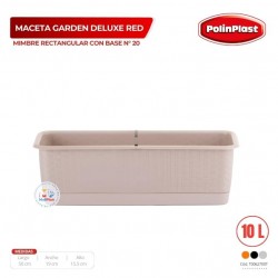 MACETA GARDEN DELUXE MIMBRE RECT N°20 C/BASE Y TEM BEIGE