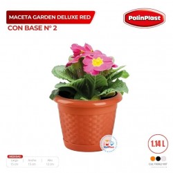 MACETA GARDEN DELUXE RED/CON BASE Nº 2 NUEVO