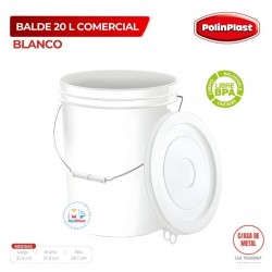 BALDE 20 LT COMERCIAL BLANCO C/TAPA