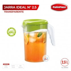 JARRA IDEAL N° 2.5 TRANSPARENTE C/TAPA COLOR