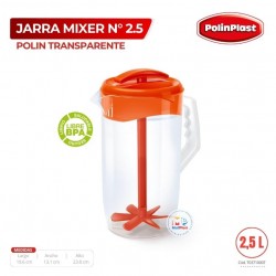 JARRA POLIN MIXER TRANSPARENTE N° 2.5 C/TAPA