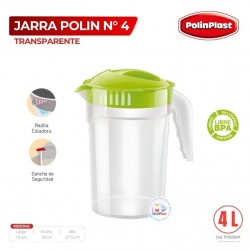 JARRA POLIN N° 4 TRANSPARENTE C/TAPA COLOR