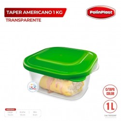 TAPER AMERICANO 1 KG TRANSPARENTE C/TAPA COLOR