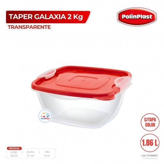 TAPER GALAXIA 2 KG TRANSPARENTE C/TAPA COLOR