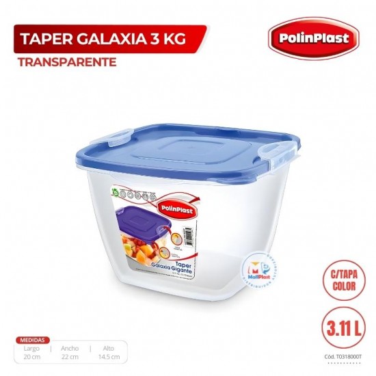 TAPER GALAXIA 3 KG TRANSPARENTE C/TAPA COLOR