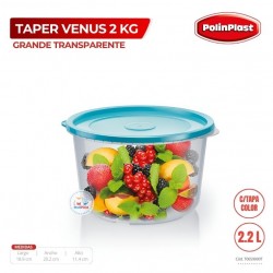 TAPER VENUS 2 KG GRANDE TRANSPARENTE C/TAPA COLOR