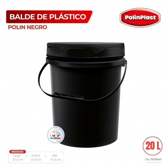 BALDE 20 LT INDUSTRIAL POLIN NEGRO