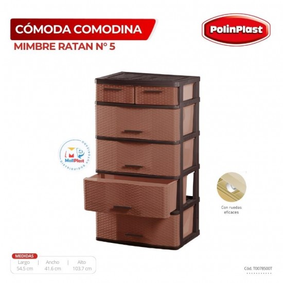 COMODA COMODINA MIMBRE RATAN N° 5 NUEVO