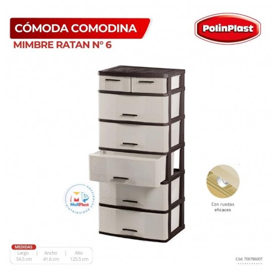 COMODA COMODINA MIMBRE RATAN N° 6 NUEVO