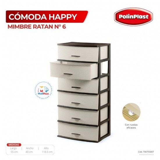 COMODA HAPPY MIMBRE RATAN N° 6 NUEVO