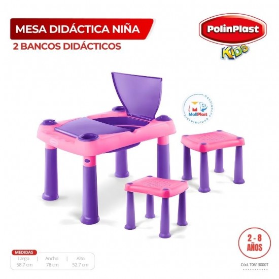 MESA DIDACTICA NIÑA + 2 BANCO DIDACTICO