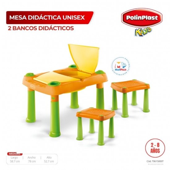 MESA DIDACTICA UNISEX + 2 BANCO DIDACTICO