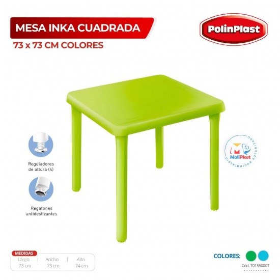 MESA INKA CUADRADA 73 x 73 CM COLORES