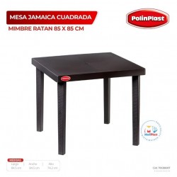 MESA JAMAICA CUADRADA MIMBRE RATAN 85 x 85 CM