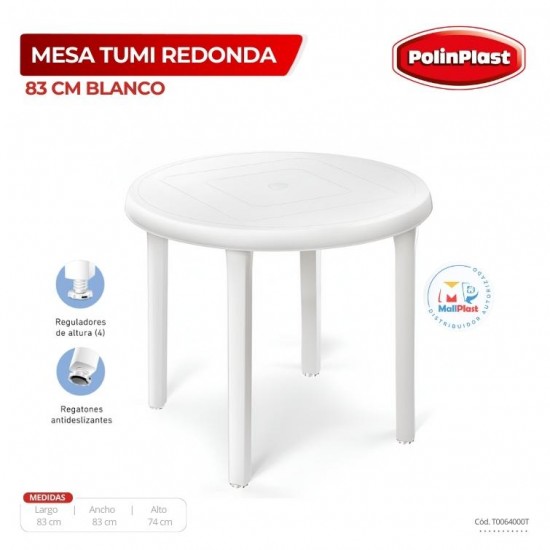 MESA TUMI REDONDA 83 CM BLANCA/CREMA