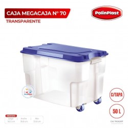 CAJA MEGACAJA N° 70 TRANSPARENTE C/TAPA C/RUEDAS