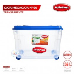 CAJA MEGACAJA N° 90 TRANSPARENTE C/TAPA C/RUEDAS