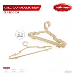 COLGADOR ADULTO NEW CLASICO X 6 BLANCO/CREMA