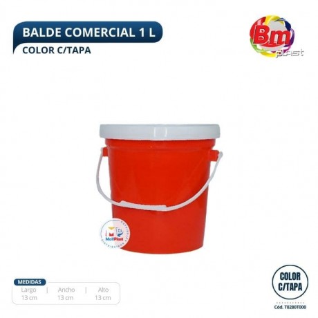 Balde Comercial 1 Lt. Color C/Tapa