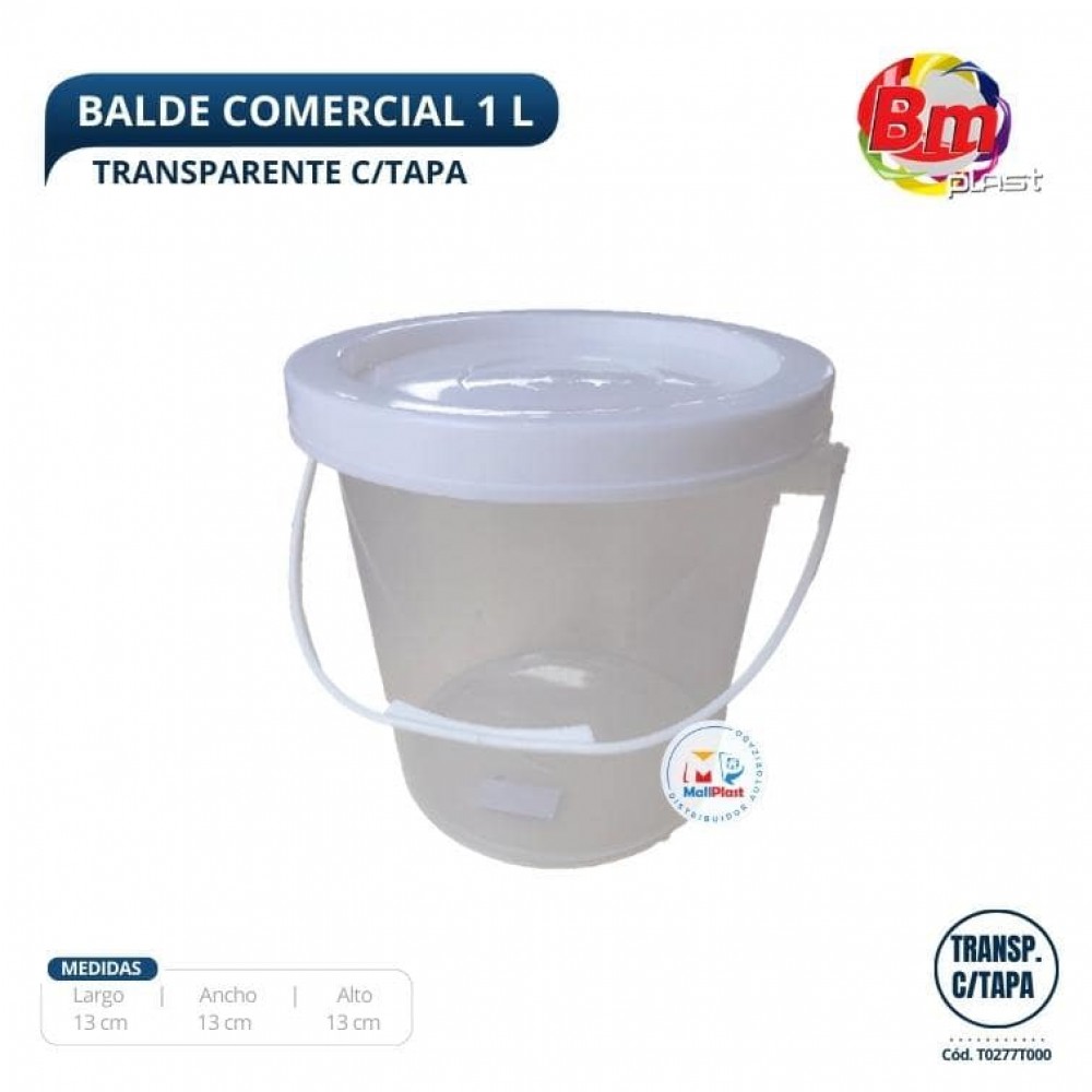 Balde Comercial 1 Lt. Transp C/Tapa