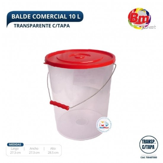 Balde Comercial 10 Lt. Transp. C/Tapa