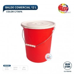 Balde Comercial 12 Lt. Color. C/Tapa